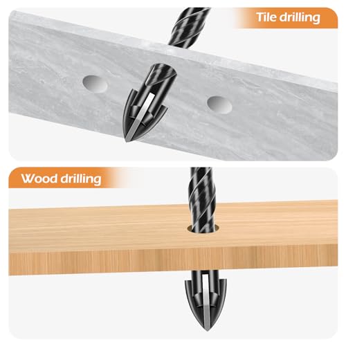 Set di punte per piastrelle 10PCS con codolo esagonale punta universale per ceramica, punta per vetro set di punte per muratura, vetro, cemento, muro, Ø 3-12 mm - 7