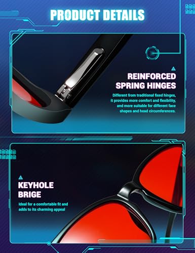 TIJN Red Lens Blue Light Blocking Glasses – Round Frame, Dual AR Coating, Computer & Gaming Eyewear for Screen Use, Black