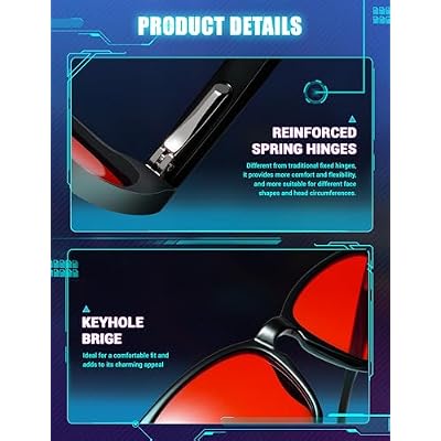 TIJN Sleep Glasses with Blue Green Light Blocking, Red Light Lens for Computer Gaming, Screen Fatigue & UV Protection