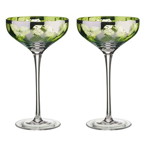 Artland Tropical Leaves Champagne Saucer Set of 2 Cover