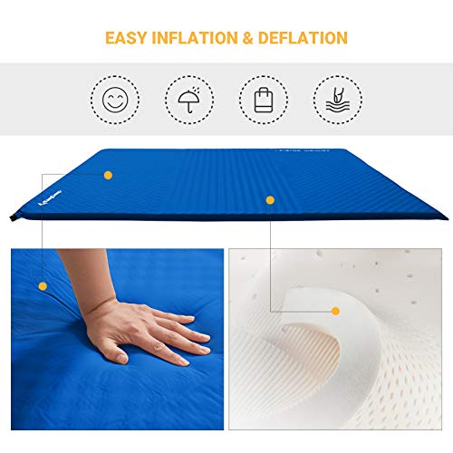 Kingcamp Double Self Inflating Sleeping Pad For Camping 75D Sleeping Mat Queen Size Foam Camping Pad With 2 Travel Pillows Air Mattress For Backpacking Tent Indoor Outdoor #TOP2