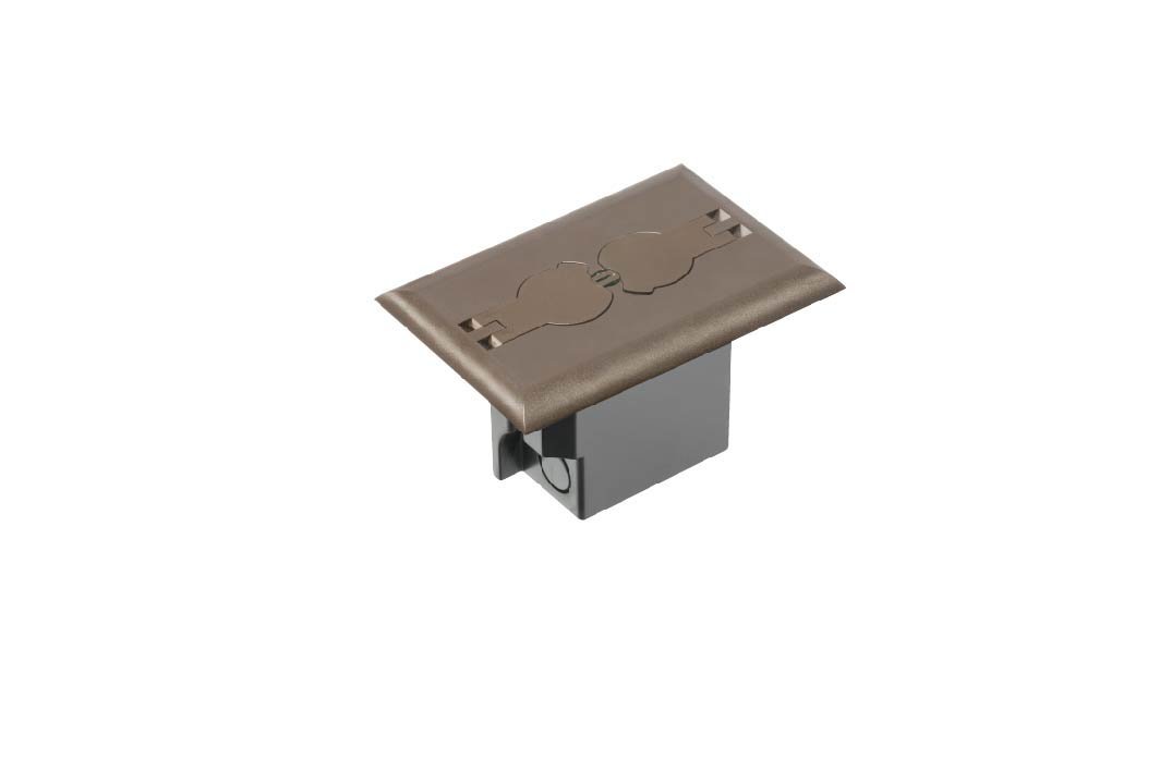 ArlingtonIndustries FLBRF101BR-1 Retrofit Electrical Floor Box with Flip Lids for Existing Floors, Dark Brown, 1-Pack
