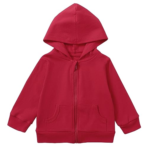 ROMPERINBOX - ROMPERINBOX Unisex Solid Baby Sweatshirts Hoodies - Lightweight Full Zip-up Jacket Coat, Red, 12-18 Months - Best Deal on Amazon