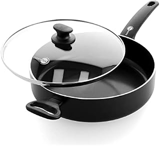 GreenPan Cambridge Healthy Ceramic Non-Stick 28 cm/4.2 Litre Sauté Pan with Lid, PFAS-Free, Induction, Dishwasher Safe, Oven Safe, Black