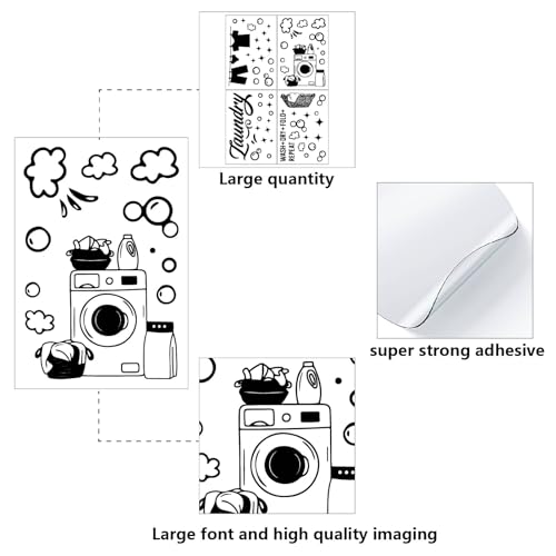 CREATCABIN Laundry Wall Decor Stickers Laundry Room Decals Decor Wall Art Quote Wash Dry Fold Repeat Stickers Black Signs Vinyl for Apartment Washing Machine Decoration 22.8x15.8Inch - Image 3