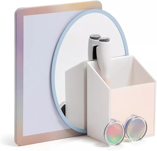 Miniatura 3 de Kit de taquilla bohemia espejo, pizarra blanca, vaso de lápices, bolígrafo e imanes inspiradores (Lucent Dreams - Kit de 12 piezas)