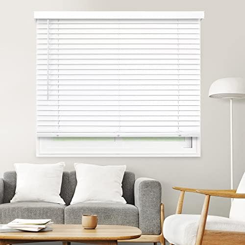 CHICOLOGY Faux Wood Blinds , Window Blinds , Wood Blinds , Window Shades , Window Treatments , Blinds & Shades , Window Shades For Home , Wooden Blinds , 70"W X 60"H, Basic White