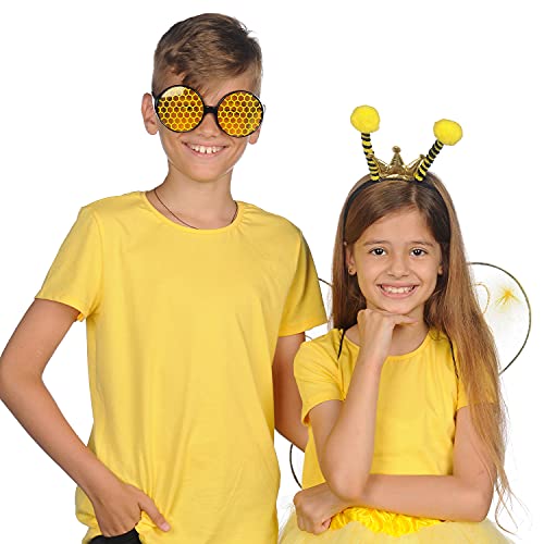 Funcredible Bumble Bee Costume Accessories | Bee Wings and Bee Antenna Headband with Bee Glasses | Honey Bee Costumes | Halloween Bumblebee Cosplay Party Favors for Women, Men and Kids