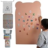 Miloow Magnetwand Selbstklebend - Magnettafel Selbstklebend Stark für Kinder, in 100 x 60 cm Bogenform - Montessori Magnetfolie mit Stiften, Aufbewahrungsbeutel, BUCHSTABEN & TIERMAGNETE (Camel Pink)