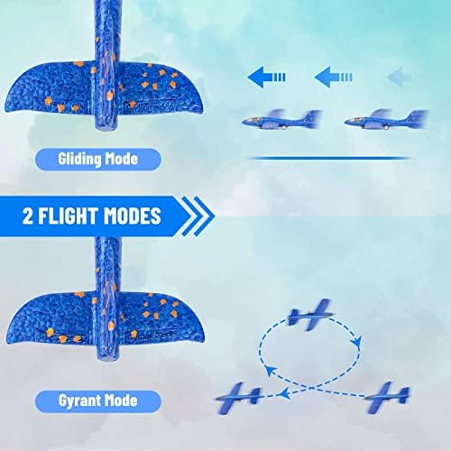 JOYGOGO Airplane Launcher Toy, 4 Pack LED Foam Throwing Glider Plane with Launcher, Aeroplane Toys, Outdoor Garden Sport Game Toys, Gifts for 3 4 5 6 7 8 9 Years Old Boys Girls