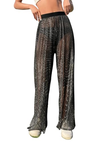 Tenue de festival originale avec le pantalon transparent évasé décontracté