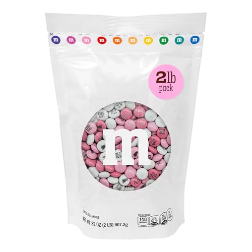 M&M'S World It's A Girl Milk Chocolate Candy 2lb Bag with Pink, Dark Pink, and White M&M'S for Baby Girl Showers Gender Reveal Parties and Baby Celebration Favors