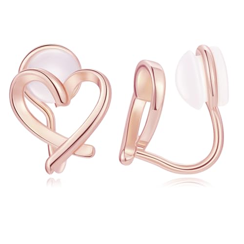 14K Gold Clip On Earrings for Women Cute Hypoallergenic Heart Earrings Non piercing Clip Earrings for Women Dainty Jewelry for Women