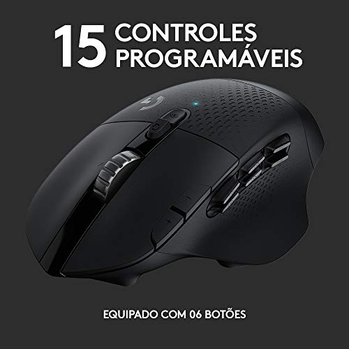 Mouse Gamer Sem Fio Logitech G604 com 20 Botões Programáveis e Sensor HERO 25K