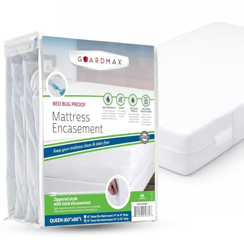 Guardmax Funda de colchón con Cremallera, tamaño Queen con Bolsillos