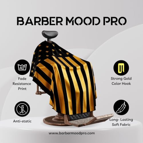 Professional Barber Cape - Antistatic Hair Cutting Cape with Adjustable Neck Closure, Salon Quality Styling Cape for Hairdressers and Barbers - Hook colar