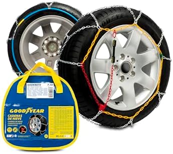 Goodyear Juego de 2 Cadenas de Nieve Metálicas para Coche de 9 mm Talla 70 con Tensor Automático Goodyear