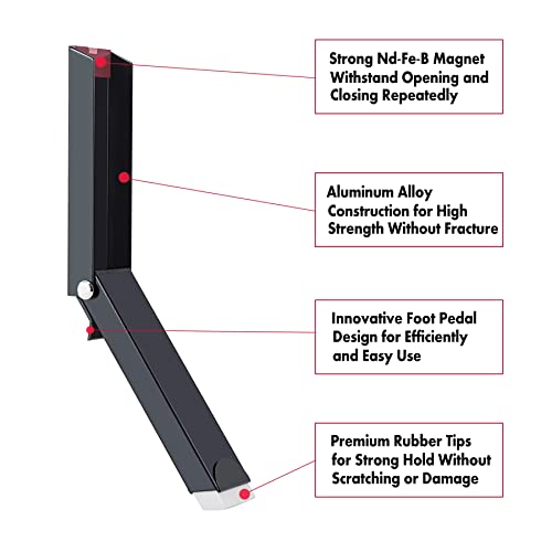 No Drilling Door Stoppers, Easy Pedal Kick Down Door Stop, Self Adhesive Metal Doorstop, Flip By Foot, Hinge Door Handle Protector (Black X 1 Pack) #TOP1