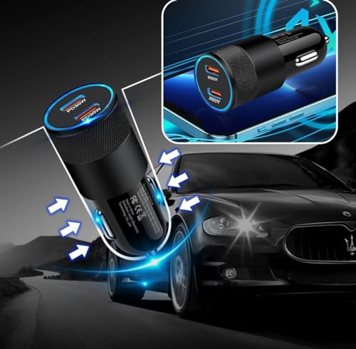 Bloque de enchufe de coche para iPhone 15 Pro Max y Galaxy S24 con carga rápida tipo C 60W 6