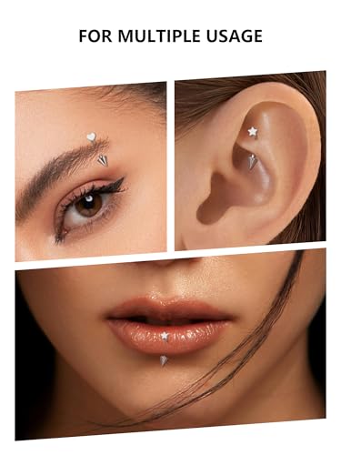 Aumeo Titanium Eyebrow Rings 16G Curved Barbell Piercing Jewelry Heart Star Vertical Labret Lip Jewelry Daith Rook Earrings for Women Men 8mm 10mm4