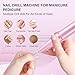 Professional Electric Nail Drill File:COSYGLOW Glitter Portable Cordless E-File Nail Drill Kit with 11 Drill Bits,30000 RPM Rechargeable Nail Drills Machine for Acrylic Nails Gel Polishing (Pink)