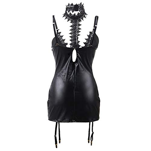 Jurk Lederen Garter Sexy Nachtclub Party Jurk Diepe V strak Pack Hip Rok 5XL R80662black - Afbeelding 4