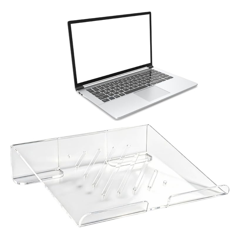 Soporte ventilado para laptop en acrílico transparente para el trabajo diario de escritorio