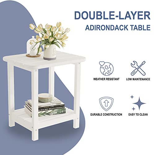 Sundale Outdoor Small Side Table, Patio All Weather Small Adirondack End Table Hdpe Water Resistant 2 Tier Rectangular Outside Table For Pool, Garden, Beach, White #TOP3