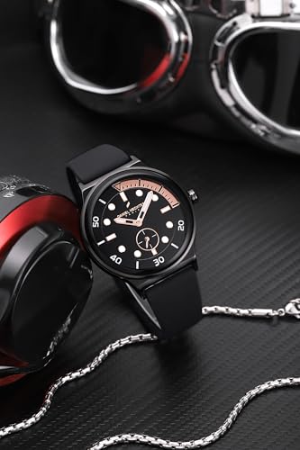 Image of Daniel Hechter Paris Auber Collection Analog Quartz Watch for Men with Round Gloss Dial, Small Seconds Sub-Dial & Silicone Strap