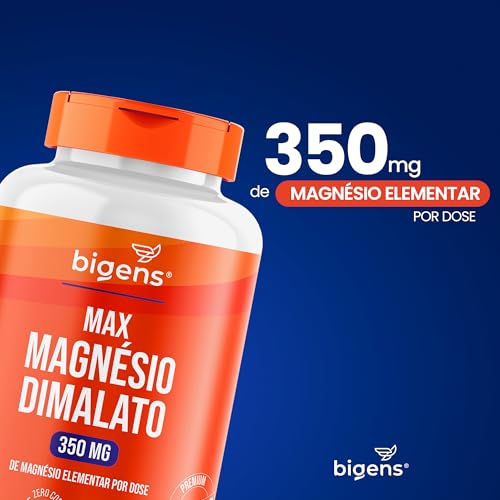 Max Magnésio Dimalato, 350mg de magnésio elementar por dose, 180 cápsulas, Biogens