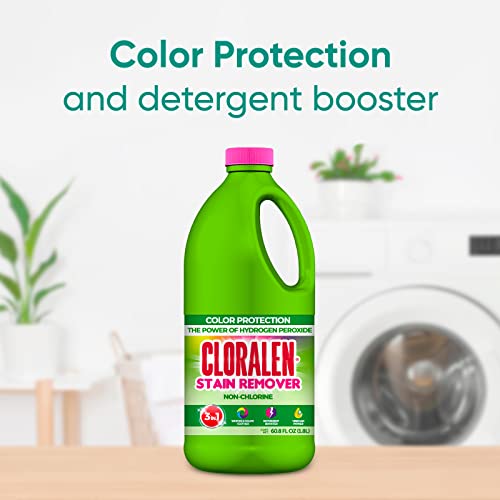 cloralen liquid laundry stain remover detergent booster - 608 fl oz - non-chlorine vinegar formula - laundry booster for color amp white clothing