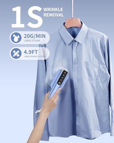 Image of MIYOKO Steamer & Iron for Clothes, 15s Fast Heat-up 1200W Portable Handheld Garment Steamer 2 In 1, Travel Size with Large Ceramic Heat Panel, Powerful Steam Quick Wrinkle Removal, 110V-120V