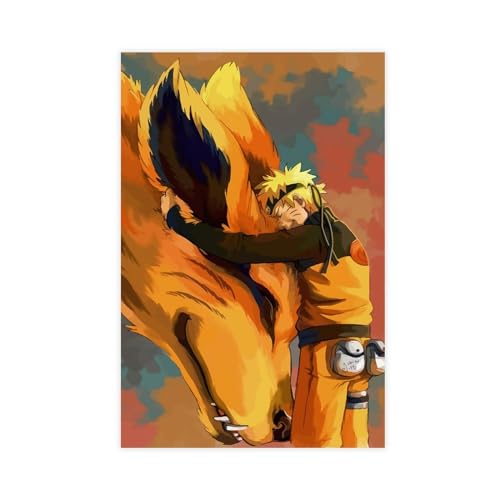 Anime Naruto Bijuu Kurama Kyuubi Leinwand Poster Schlafzimmer Büro...