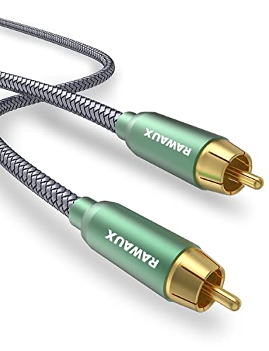 RAWAUX Cavo RCA 1 m con 24 K placcato oro RCA maschio a RCA maschio stereo digitale coassiale cavo audio subwoofer per DVD, DAC, altoparlanti, amplificatori, sistemi Hi-Fi, HDTV