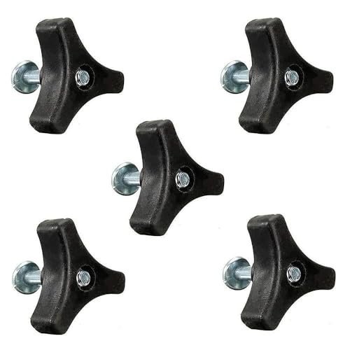 Perilla de mango triangular para cortacésped con tuerca y tornillo negro de plástico Juego de 5 2