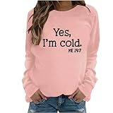 KJIUQ Sudaderas de manga larga de gran tamaño para mujer, blusas casuales de cuello redondo del Reino Unido 2023, blusas de otoño divertidas con gráficos, suéteres de moda, ajuste holgado, suéteres
