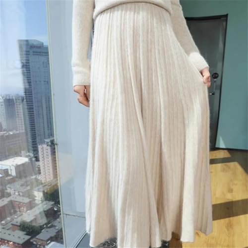 Women Wool Pleated Skirt Elastic High Waist Knitted Loose Swing Thick Umbrella Skirt2
