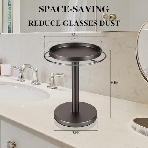 kondyfayo 360° Rotating Sunglass Organizer Storage, Stainless Steel Glasses Holder Stand, Glasses Organizer with Tray for Desk, Dresser, Tabletop, Nightstand and Home Decor(Titanium Black) by kondyfayo - Image 6