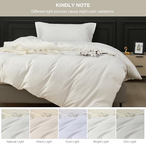 White Duvet Cover Set Twin Size 100% Organic Cotton, SAPHREAS 2 Pcs Soft Bedding Comforter Cover with Zipper Closure & Corner Ties, Comforter Not Included - 5