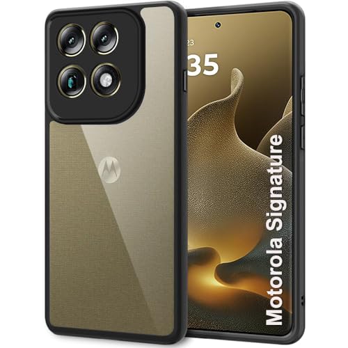 Image of TheGiftKart Hybrid Shockproof Back Cover Case for Motorola Moto Signature 5G | Camera Protection Module | Hard Back Cover Case for Moto Signature 5G (PC & TPU, Transparent Clear Back, Black Sides)