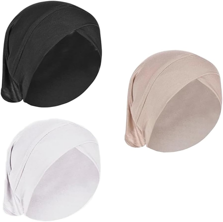 3pcs Women's Islam Muslim Under Scarf Hijab Cap Breathable Turban Stretch Undercap Solid Color Beanies Cap Soft Hat for Women