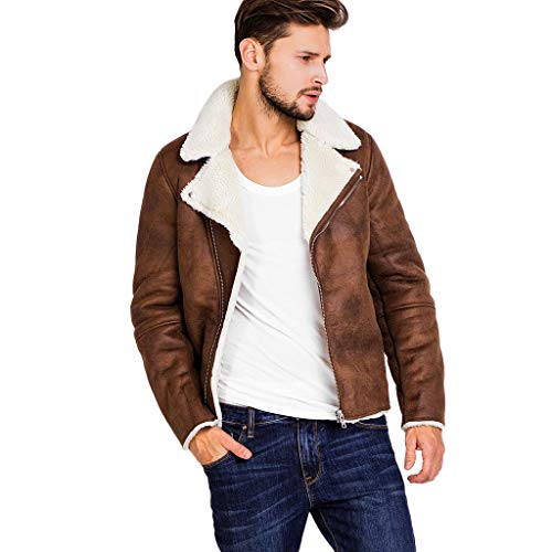 Abrigo Hombre Invierno Rebajas,Modaworld Hombres Chaqueta De Cuero Sintética Casuales Algodón Cuero Real Moda Acanalado Cazadora Chaqueta De Los Hombres De Moda Chaqueta De Cuero Con Cremallera Suelta