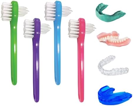 Miniatura 3 de Cepillo de doble cabeza para dentadura, cuidado de limpieza, cepillo de dientes para dentaduras todos los días y uso de viaje (surtido)