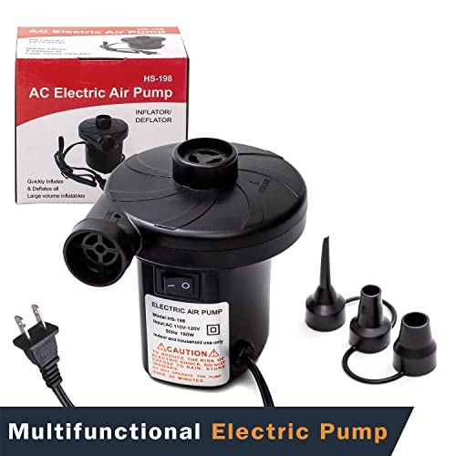 Electric Air Pump, Portable Quick-Fill Air Pump With 3 Nozzles, 110V Ac, Perfect Inflator/Deflator Pumps For Outdoor Camping, Inflatable Cushions, Air Mattress Beds, Boats, Swimming Ring #TOP4