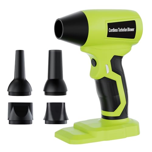 GRVODFRTA Cordless Dust Blower Compatible with Ryobi One 18V Battery Handhled Leaf Blower Electric Compressed Air Duster Turbo Jet Fan with Nozzles for Blowing Leaves and Dust(Battery Not Included)