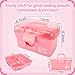 TERGOO 11in Mutipurpose Storage Box Organizer with Removable Tray, Portable Small Craft Organizer with Handle, Plastic Clear Tool Box Art Case for Makeup, Sewing, Nail, Hair Accessories (Pink)