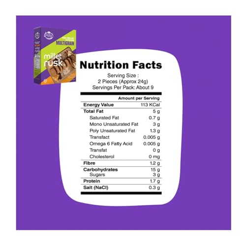 Early Foods شابورة الدخن متعددة الحبوب، وجبات خفيفة صحية خالية من السكر | بدون مايدا | بسكويت توست دخن شابورة - 230 غرام