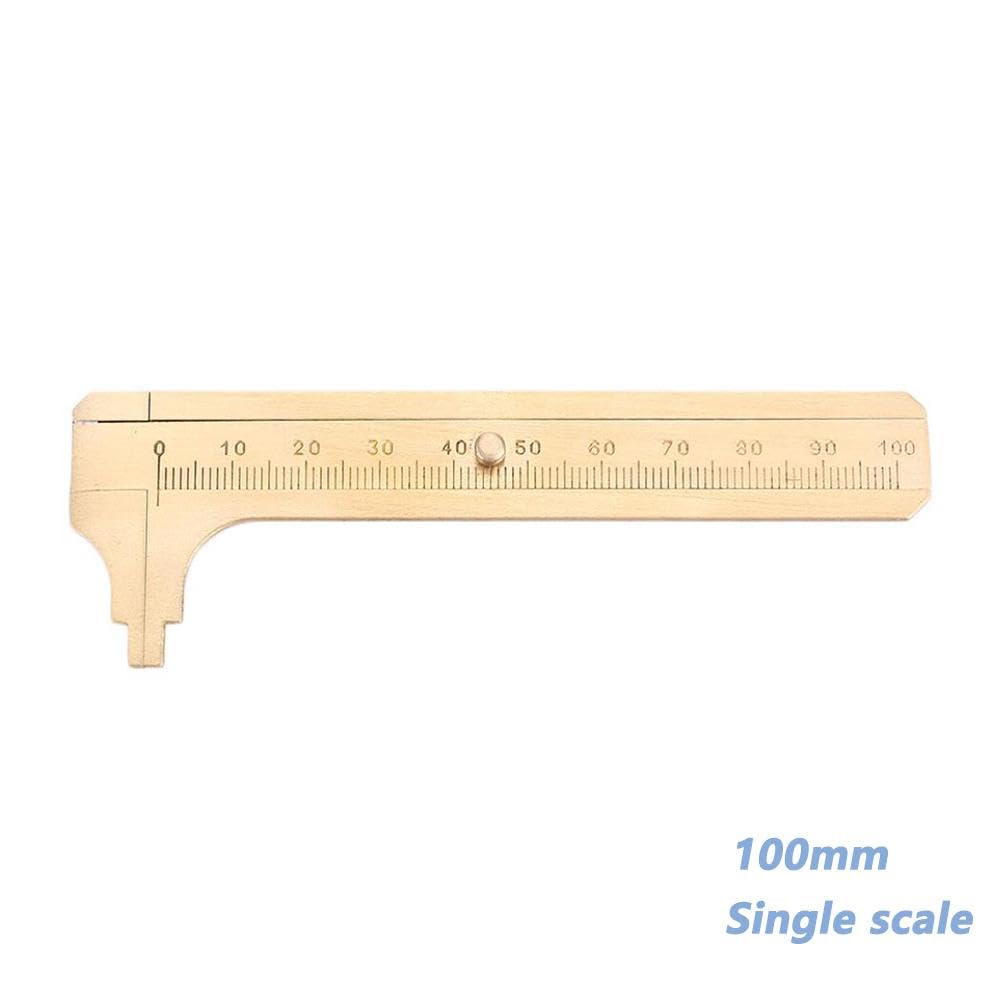 TopHomer 2 Pcs Brass Vernier Caliper Sliding Gauge Mini Vernier Caliper Perfect for Measuring Wooden Beads, Glass Beads, Rings, Gemstones(Single Scale, 0-100 mm)