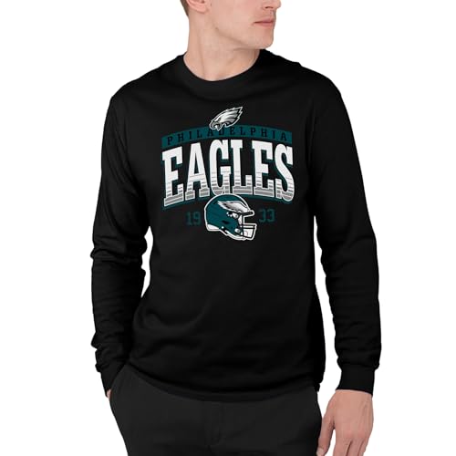 Junk Food NFL - Philadelphia Eagles - Mighty - Officially Licensed Adult Long Sleeve Fan Tee for Men and Women Black