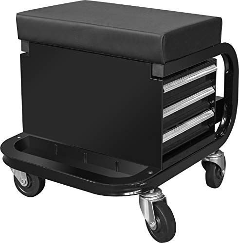 Torin APD2016AB Rolling Tool Chest/Tool Box with 3 Drawers and Wheels, Padded Mechanic Stool Creeper Seat, Black by Torin - Used condition - US$80.10